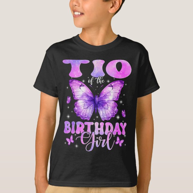 Camiseta Tio Of The Birthday Girl Butterfly Funny Family  (Anverso)