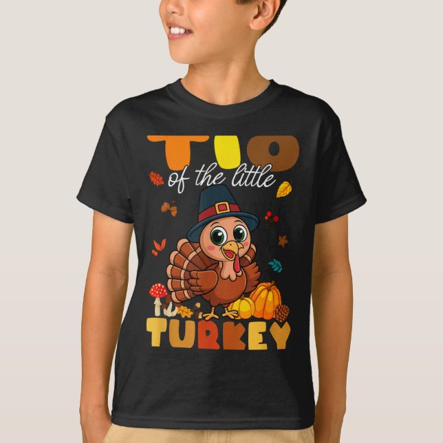 Camiseta Tio Of The Little Turkey Thanksgiving Baby Shower  (Anverso)