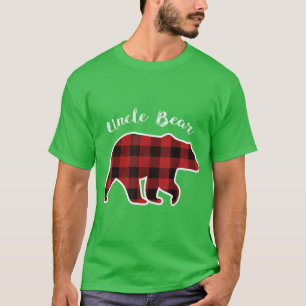 Camiseta Tío OSO Hombres Rojo Cuadros Navidad Pijama Famili