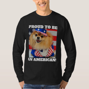 Camiseta Tío patriótico americano lindo Sam Pomeranian Dog 