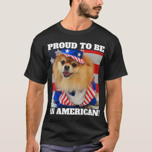 Camiseta Tío patriótico americano lindo Sam Pomeranian Dog 