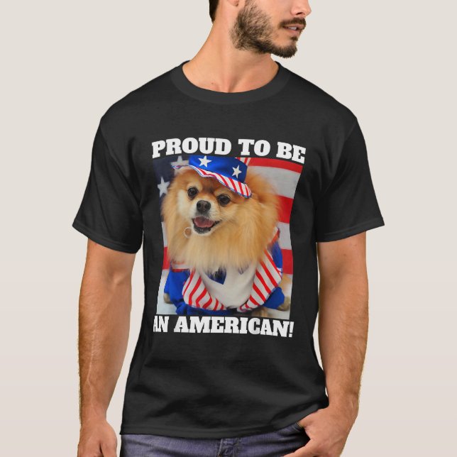 Camiseta Tío patriótico americano lindo Sam Pomeranian Dog  (Anverso)