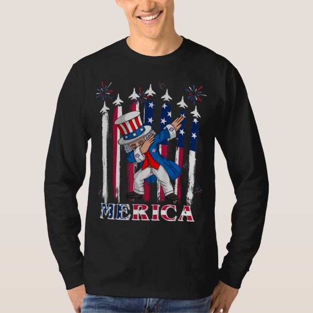 Camiseta Tío patriótico Sam Dabbing 4 de julio (Anverso)