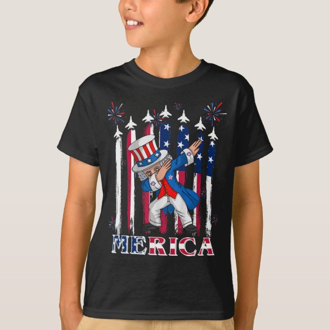 Camiseta Tío patriótico Sam Dabbing 4 de julio (Anverso)