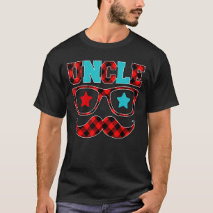 Camiseta Tío Red Plaid Glasses Mustache Feliz Padre D