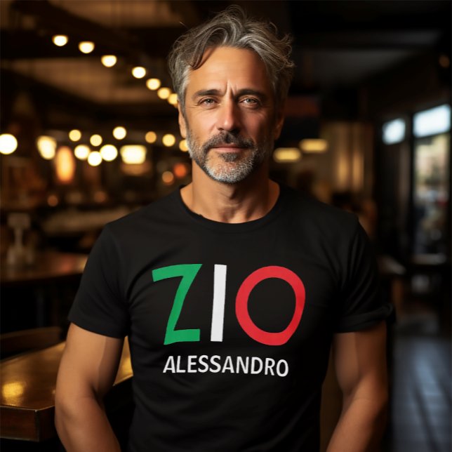 Camiseta Tio rojo verde verde zio italiano (Zio (Italian for "Uncle"
Italian Flag Font on Black Tee)
