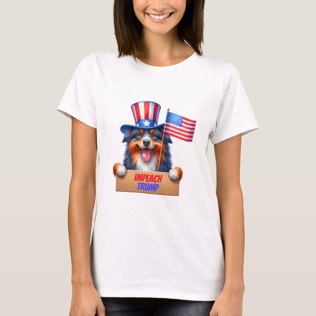 Camiseta Tío Sam Australian Shepherd Impeach Trump (Anverso)