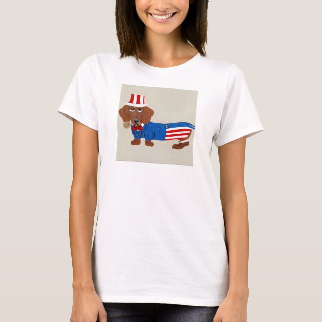 Camiseta Tío Sam Dachshund (Anverso)