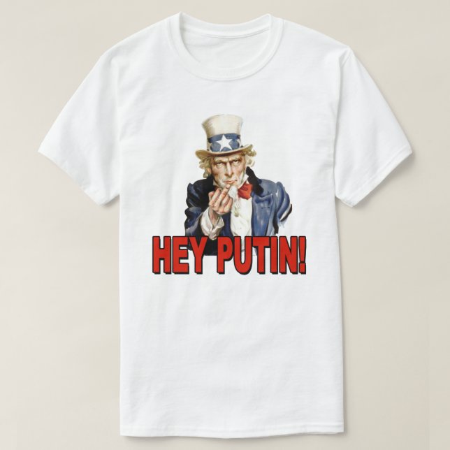 Camiseta Tío Sam dedo medio Hey Putin (Diseño del anverso)