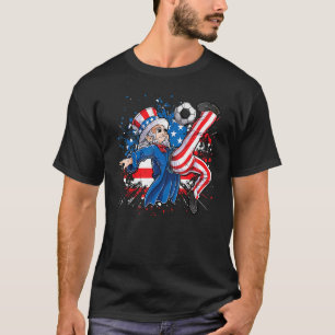 Camiseta Tío Sam Juega A Fútbol Bandera Estadounidense Feli