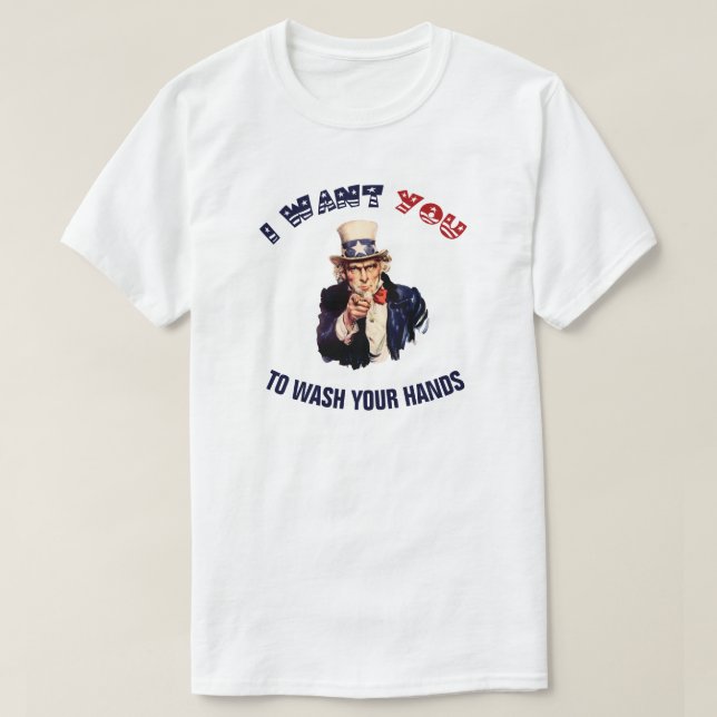 Camiseta Tío Sam Lava Tus Manos (Diseño del anverso)