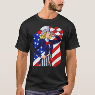 Camiseta Tío Sam Patriotic American Lady 4 De Ju