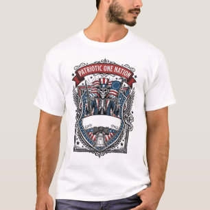 Camiseta Tío Sam Patriótico Esqueleto Patriota Oscuro Esque