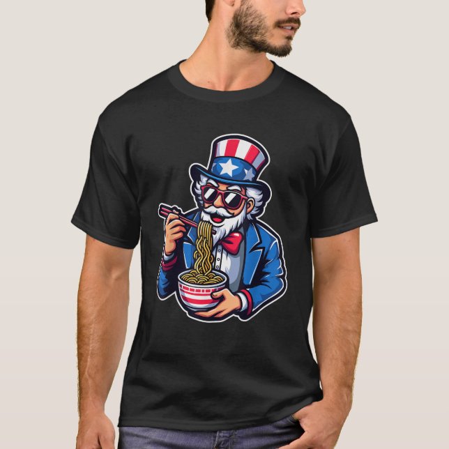 Camiseta Tío Sam Ramen Anime Bandera Estadounidense 4 De Ju (Anverso)
