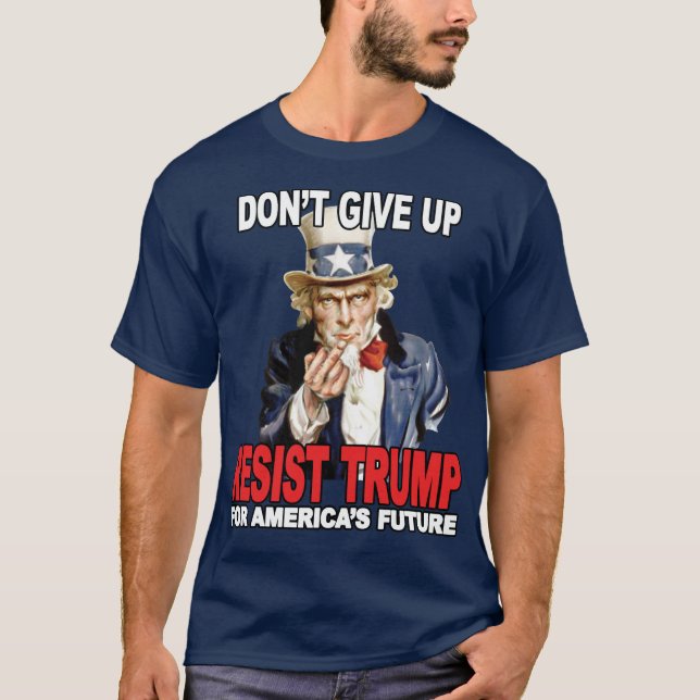 Camiseta Tío Sam se resiste a Trump Dedo Medio - Anti Trump (Anverso)