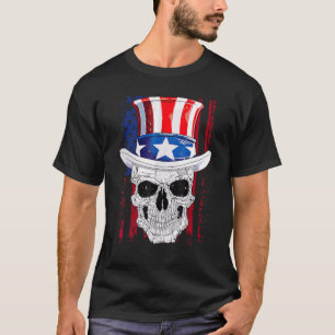 Camiseta Tío Sam Skull Bandera Estadounidense 4 de Julio Pa