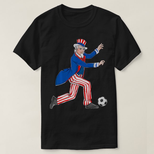 Camiseta Tío Sam Soccer 4 De Julio Bandera Estadounidense P (Diseño del anverso)