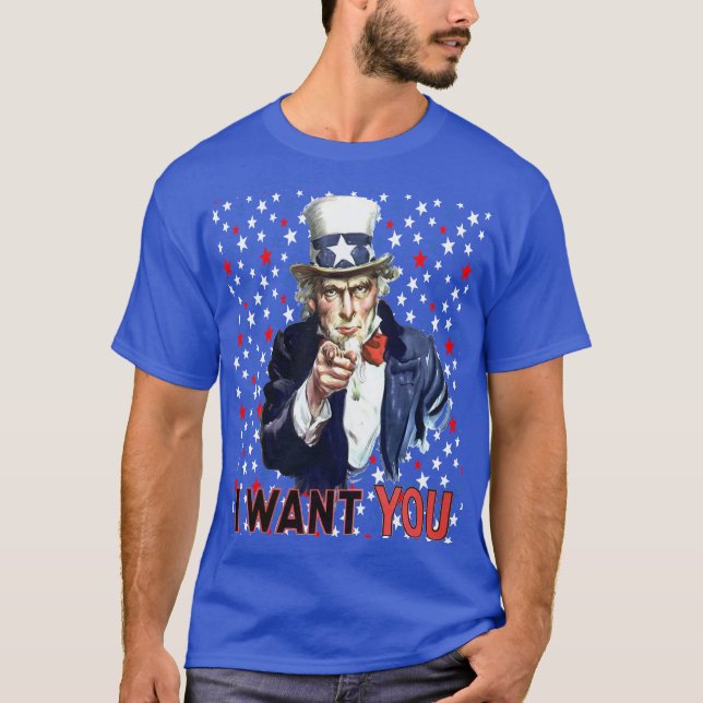 Camiseta Tío Sam te quiero con estrellas y rayas  (Anverso)
