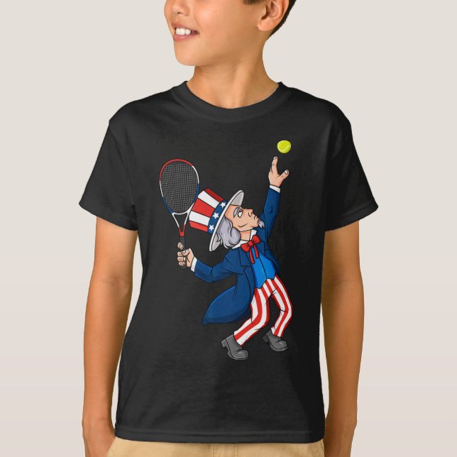 Camiseta Tío Sam Tennis 4 De Julio Chicas De Niños Patrióti (Anverso)