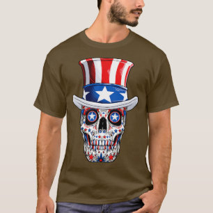 Camiseta Tío Sam, tío del cráneo de azúcar, 4 de julio Homb