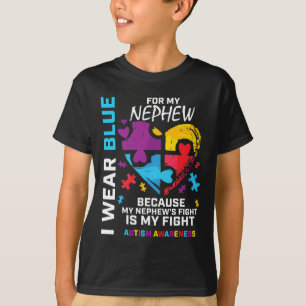 Camiseta Tío Tía Corazón, Yo Uso Azul Por Mi Autismo De Sob