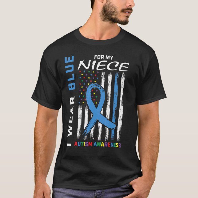 Camiseta Tío Tía Que Llevo Azul Para Mi Niñez Autismo Aware (Anverso)