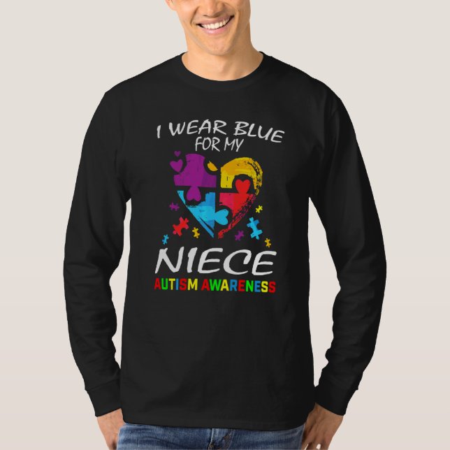Camiseta Tío Tía Que Llevo Azul Para Mi Niñez Autismo Aware (Anverso)