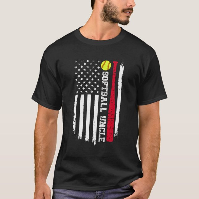 Camiseta Tío tío jugador de Softbol Bandera Americana (Anverso)
