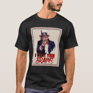 Camiseta Tío zombi Sam Quiero Tus Cerebros Halloween Swea