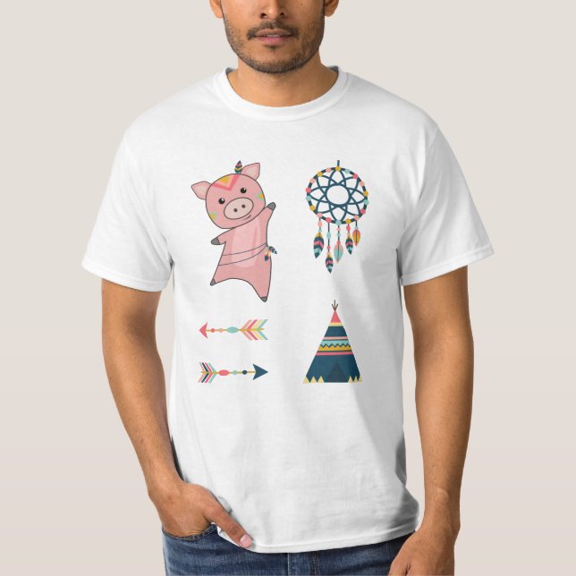 Camiseta Tipi Pegatina de lechón indio (Anverso)