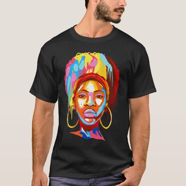 Camiseta Típico Chica de estilo de audífono africano BHM (Anverso)