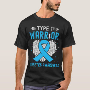 Camiseta Tipo 1 Conciencia sobre la diabetes Cinta azul Gue
