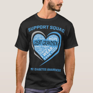 Camiseta Tipo 1 Concienciación sobre la diabetes Gran Apoyo