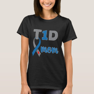 Camiseta Tipo 1 Diabetes Mamá Cinta de Conciencia T1d