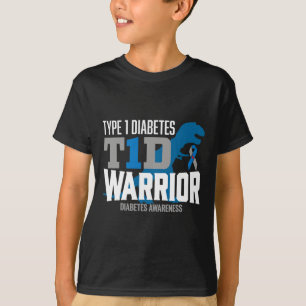 Camiseta Tipo 1 Diabetes T-rex T1D Guerrero de la diabetes 