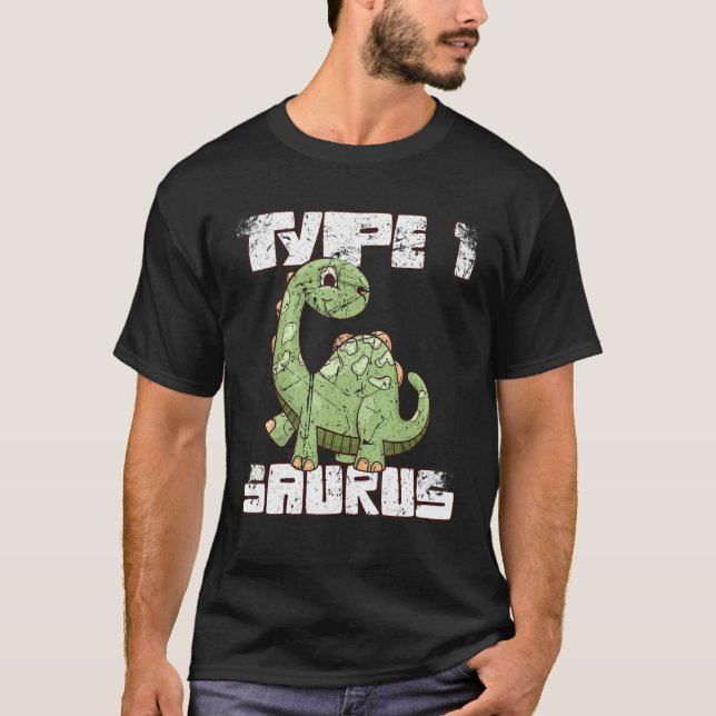 Camiseta Tipo 1 Saurus Diabetes Soporte para Guerreros T1 (Anverso)