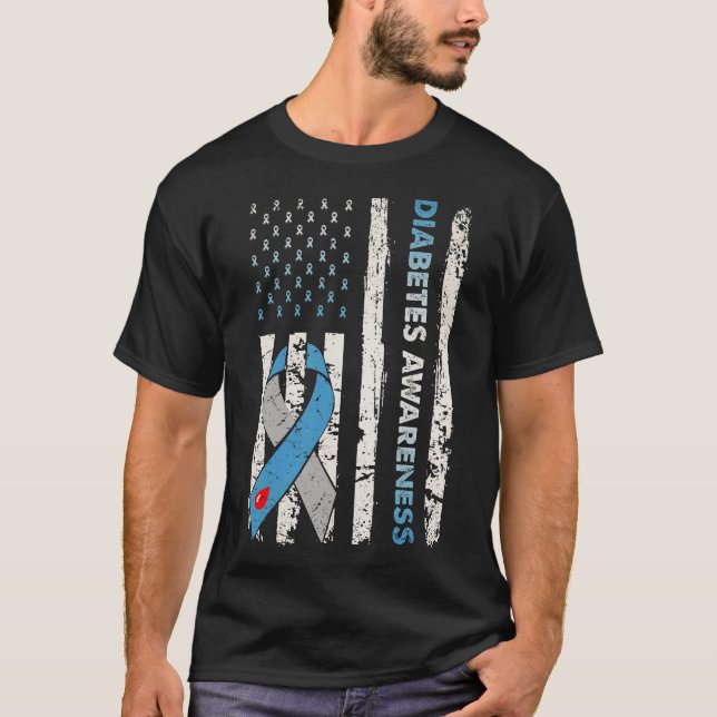 Camiseta Tipo 1 Sensibilización sobre la diabetes Bandera E (Anverso)