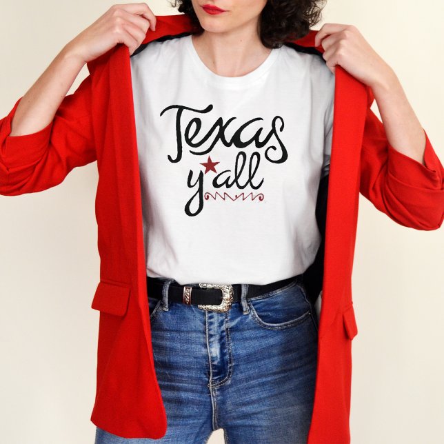 Camiseta Tipo de aflicción negro y rojo - Texas Y'All (Subido por el creador)
