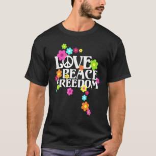 Camiseta Tipo de energía de flor retro - Love Peace Freedom