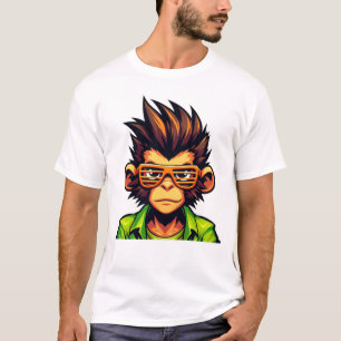 Camiseta Tipo de mono de dibujos animados con pelo puntiagu