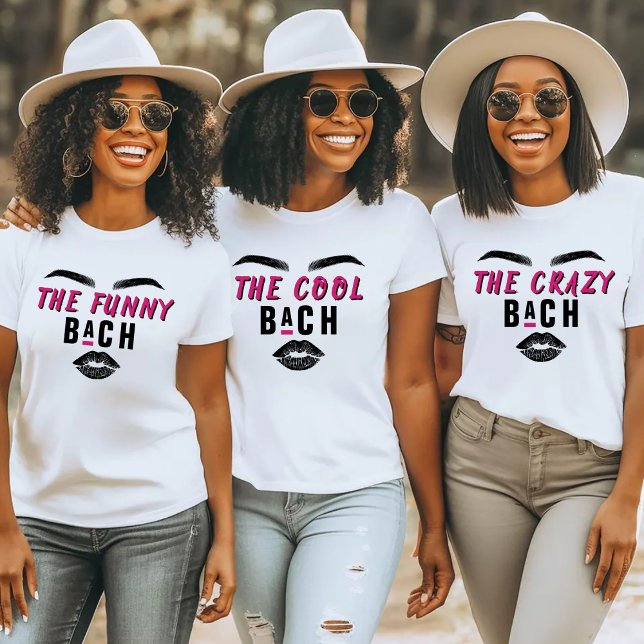 Camiseta Tipo de personalidad Bach Despedida de soltera (Funny Bach Face Lips Eyebrows Bachelorette Party T-Shirt)