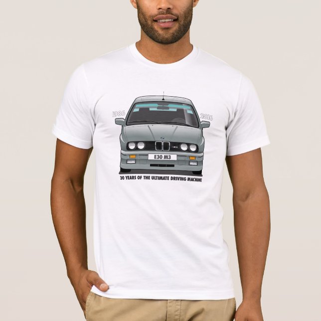 Camiseta Tipo negro (gris) del aniversario de BMW E30 M3 (Anverso)