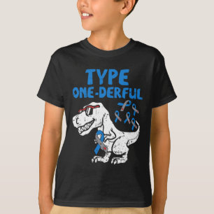 Camiseta Tipo Uno Derful Diabetes Awareness Ribbon Dinos T1