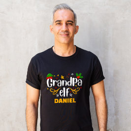 Camiseta Tipografía Abuelo Elfo Diversión Familiar a Juego