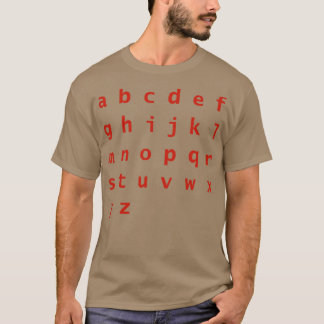 Camiseta Tipografía alfabética de letras rojas