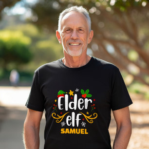 Camiseta Tipografía Anciano Elfo Divertido Familiar