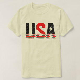 Camiseta Tipografía angustiada en rojo y negro en Estados U