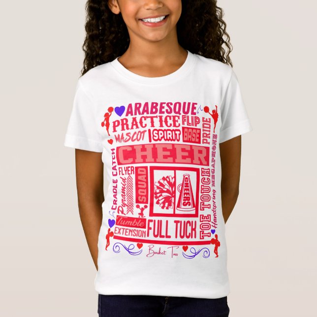 Camiseta Tipografía animadora en rojo para chicas (Anverso)