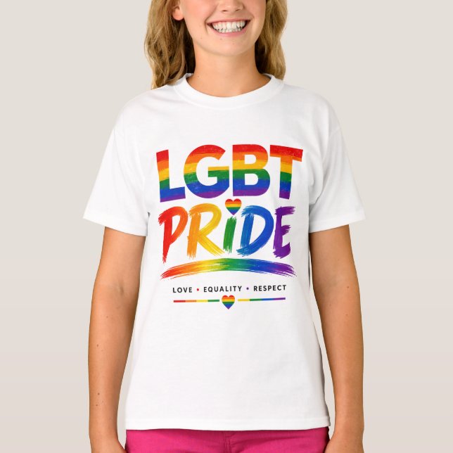 Camiseta Tipografía Arcoíris del Orgullo LGBT (Anverso)