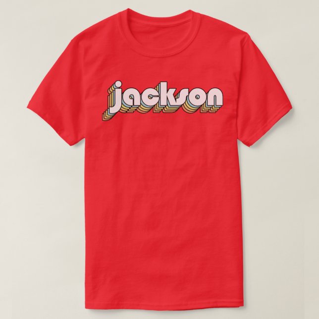 Camiseta Tipografía arcoiris retro Jackson Estilo 2 (Diseño del anverso)